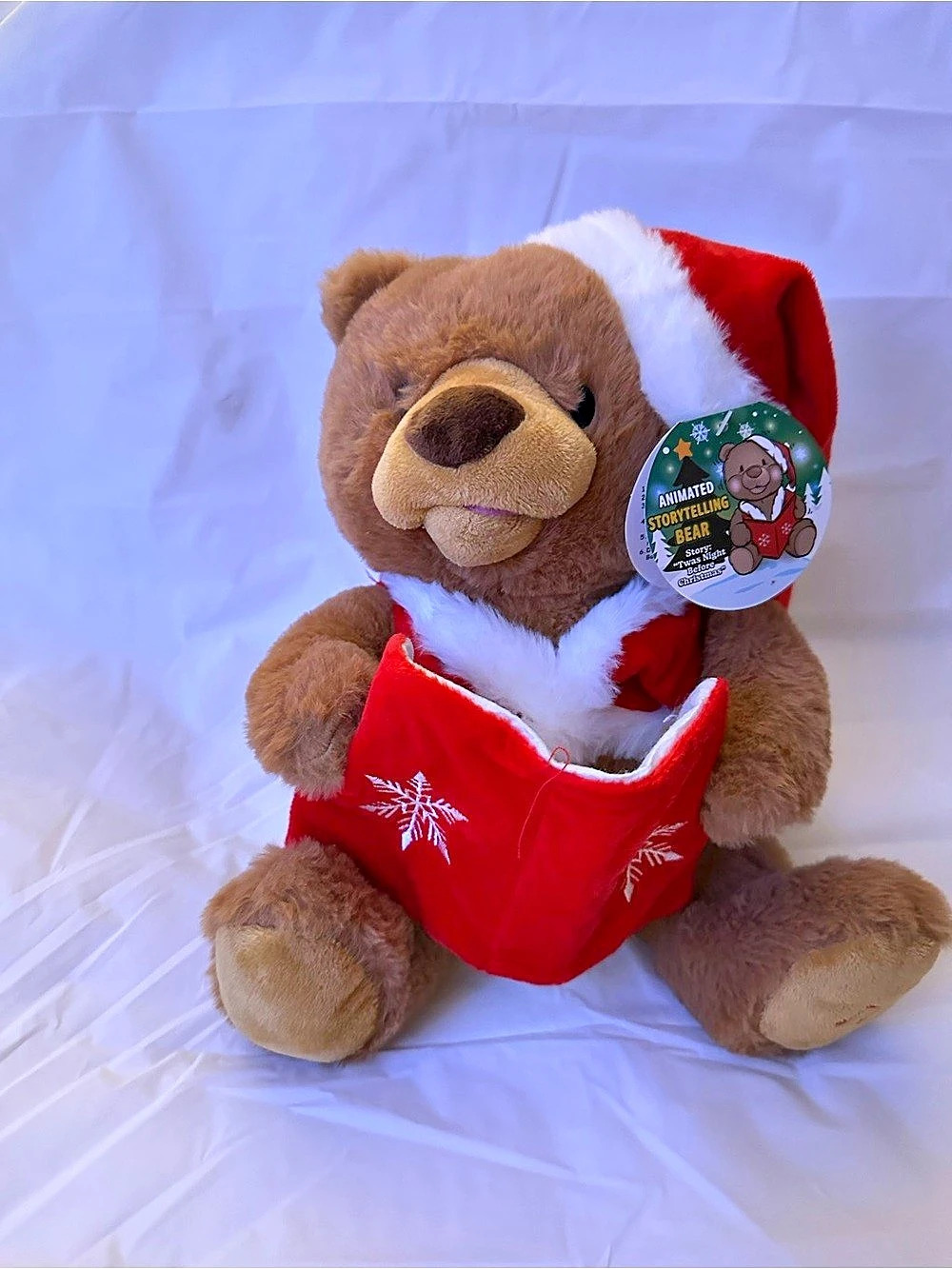 Sound N Light Twas Night Before Christmas Musical Santa Bear Brown Red
